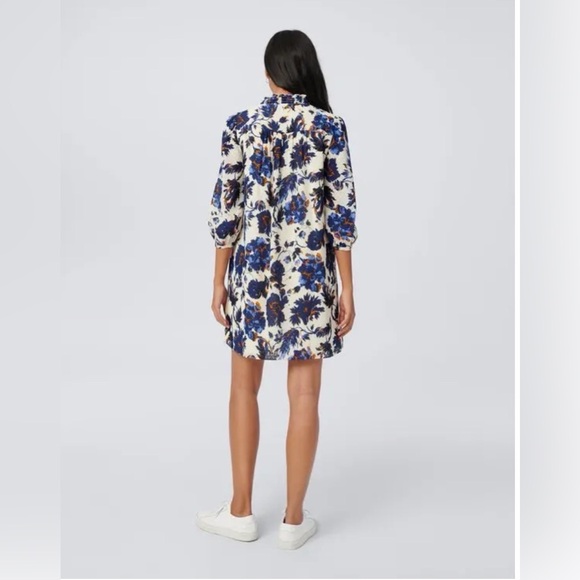 Diane von Furstenberg Layla Floral Clip Dot Shirt Dress - Picture 2 of 7